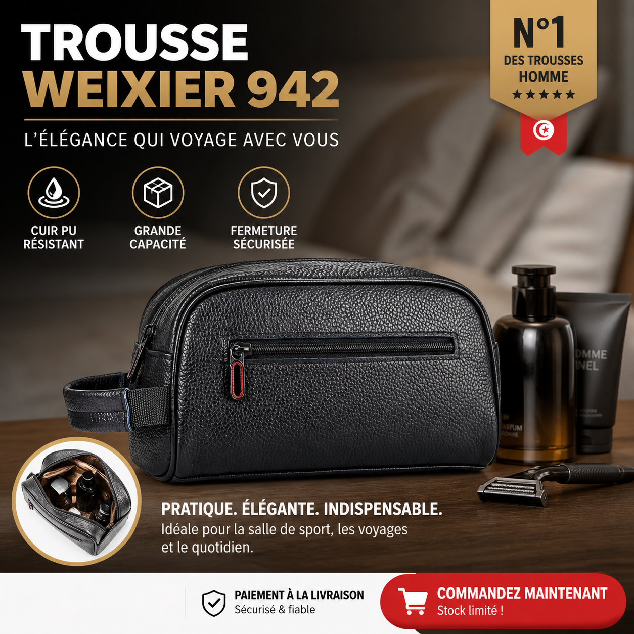 Sacohe Noir en cuir