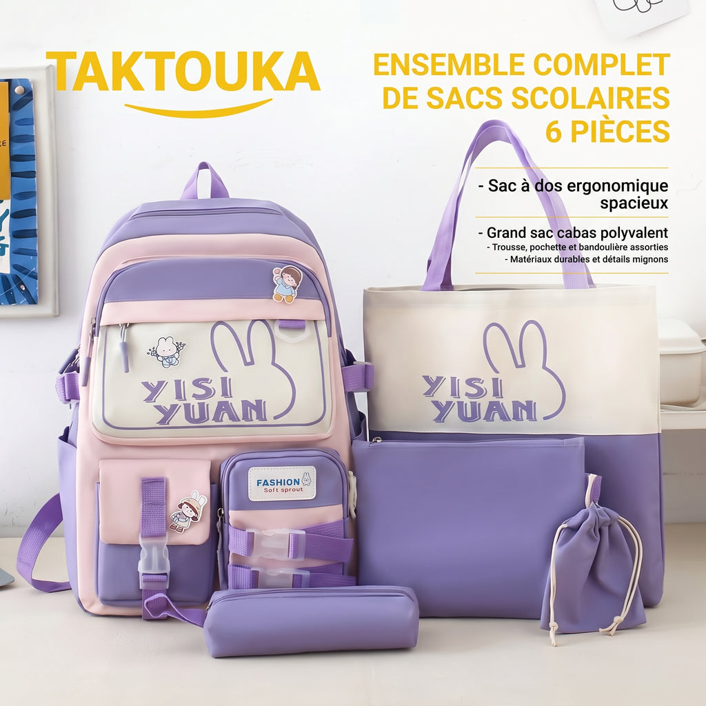 Ensemble Scolaire 5 Pièces, Sac à Dos et Accessoires