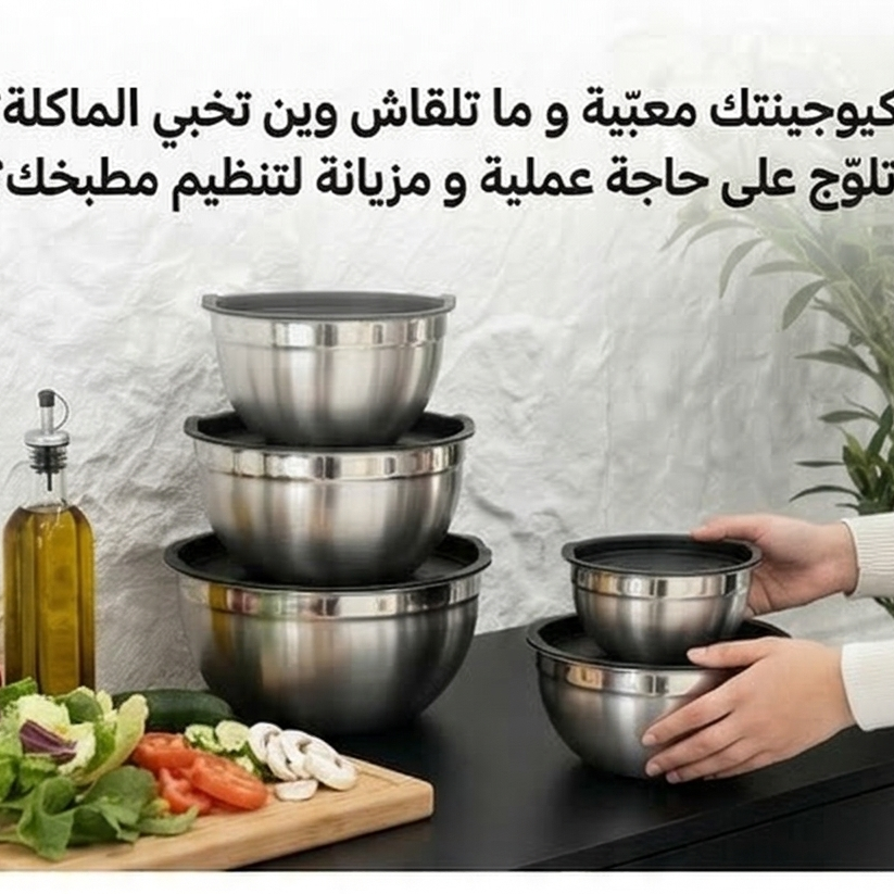 5 Bols Menagers + 5 Couvercle